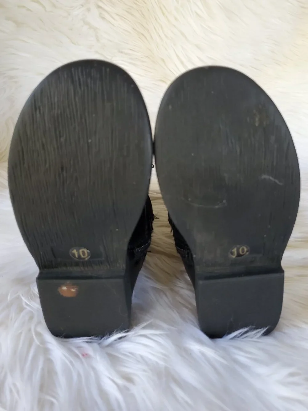 Dream Paris Black Girl's Mid Calf Moto Decorative Buckle Straps Boots SZ 10